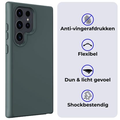 Forterra Samsung S24 Ultra Hoesje Siliconen Backcover Lichtgewicht - Donkergroen