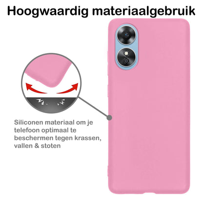 Forterra OPPO A17 Hoesje Siliconen Backcover Lichtgewicht - Lichtroze