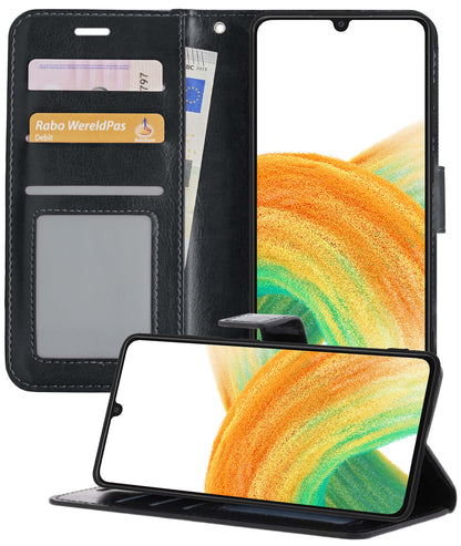 Forterra Samsung A33 Hoesje Bookcase Cover met Kaarthouder - Zwart