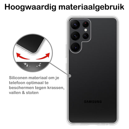 Forterra Samsung S22 Ultra Hoesje Siliconen Backcover Lichtgewicht - Transparant