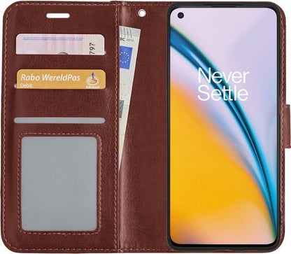 Forterra OnePlus Nord 2 Hoesje Bookcase Cover met Kaarthouder - Bruin