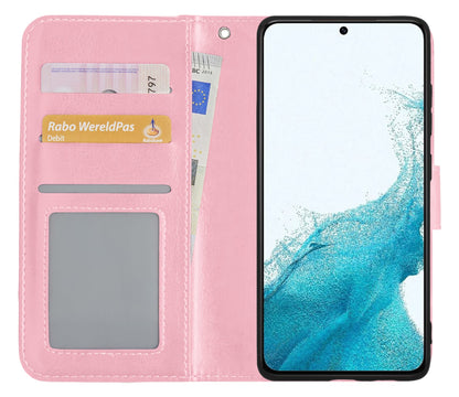 Forterra Samsung S22 Hoesje Bookcase Cover met Kaarthouder - Lichtroze