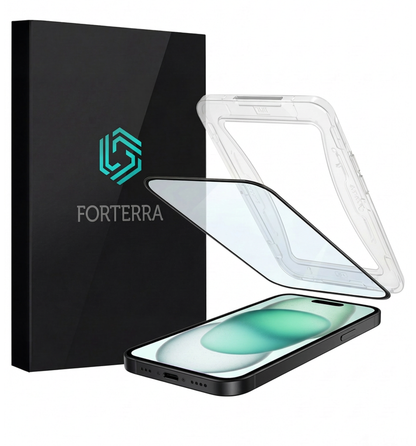 Forterra iPhone 15 Screenprotector Flexibel Glas met Installatieframe