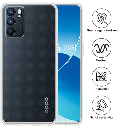 Forterra OPPO Reno 6 Hoesje Siliconen Backcover Lichtgewicht - Transparant