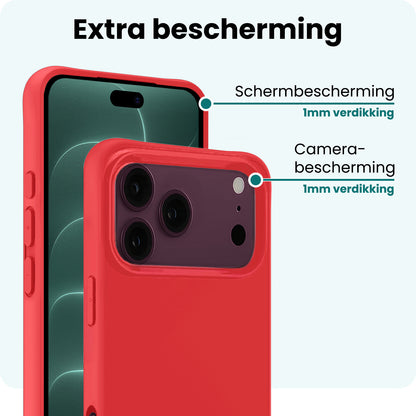 Forterra iPhone 18 Pro Hoesje Siliconen Backcover Lichtgewicht - Rood