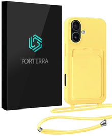 Forterra iPhone 17 Hoesje Met Telefoonkoord en Pasjeshouder Siliconen - Geel