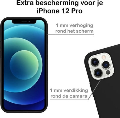 Forterra iPhone 12 Pro Hoesje Siliconen Backcover Lichtgewicht - Zwart
