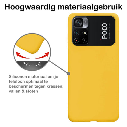 Forterra Xiaomi Poco M4 Pro 5G Hoesje Siliconen Backcover Lichtgewicht - Geel