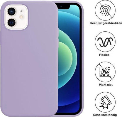 Forterra iPhone 12 Hoesje Siliconen Backcover Lichtgewicht - Lila