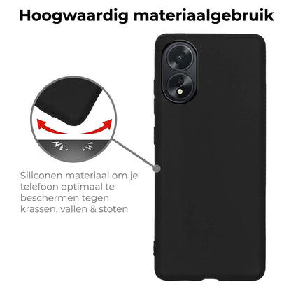 Forterra OPPO A18 Hoesje Siliconen Backcover Lichtgewicht - Zwart