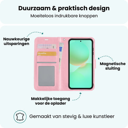 Forterra Samsung A36 Hoesje Bookcase Cover met Kaarthouder - Lichtroze