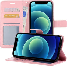 Forterra iPhone 12 Hoesje Bookcase Cover met Kaarthouder - Lichtroze