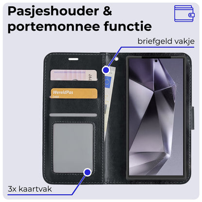 Forterra Samsung S24 Ultra Hoesje Bookcase Cover met Kaarthouder - Zwart