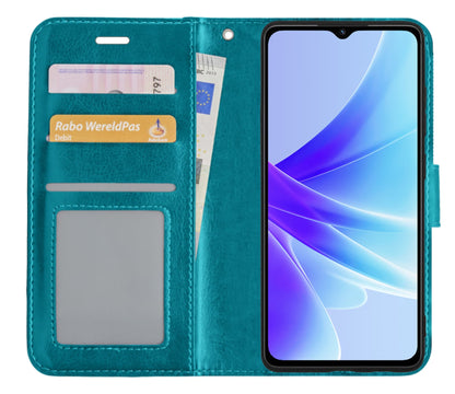 Forterra OPPO A57 Hoesje Bookcase Cover met Kaarthouder - Turquoise