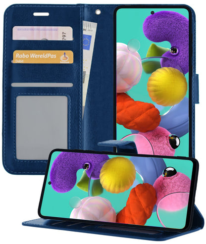 Forterra Samsung A51 Hoesje Bookcase Cover met Kaarthouder - Donkerblauw