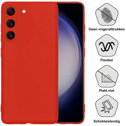 Forterra Samsung S23 Hoesje Siliconen Backcover Lichtgewicht - Rood