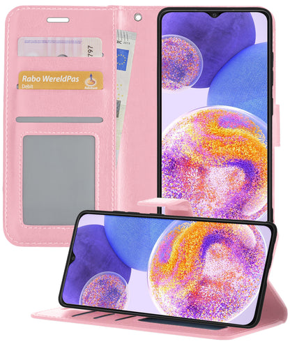 Forterra Samsung A23 Hoesje Bookcase Cover met Kaarthouder - Lichtroze