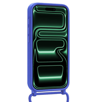 Forterra iPhone 17 Pro Hoesje Met Telefoonkoord en Pasjeshouder Siliconen - Felblauw
