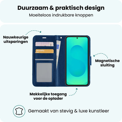 Forterra Samsung S25 FE Hoesje Bookcase Cover met Kaarthouder - Donkerblauw