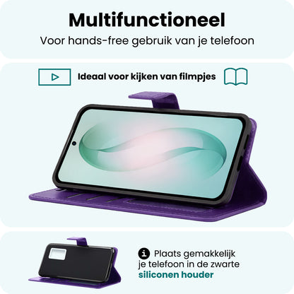 Forterra Samsung S26 Plus Hoesje Bookcase Cover met Kaarthouder - Paars