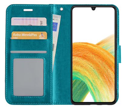 Forterra Samsung A33 Hoesje Bookcase Cover met Kaarthouder - Turquoise