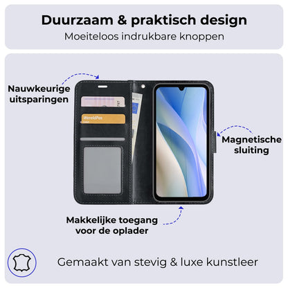 Forterra Samsung A15 Hoesje Bookcase Cover met Kaarthouder - Zwart