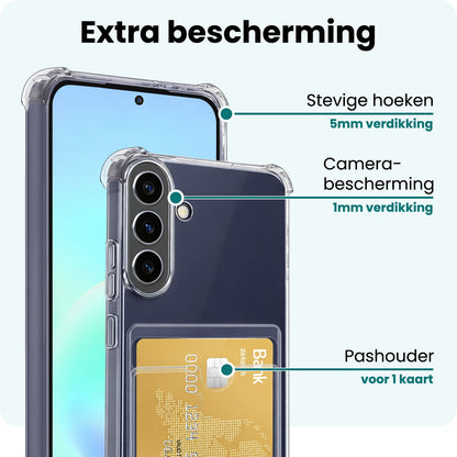 Forterra Samsung A57 Hoesje Kaarthouder Backcover Shockproof - Transparant