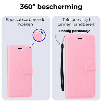 Forterra Samsung A15 Hoesje Bookcase Cover met Kaarthouder - Lichtroze