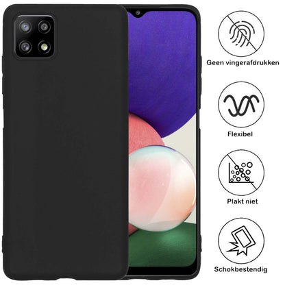 Forterra Samsung A22 4G Hoesje Siliconen Backcover Lichtgewicht - Zwart