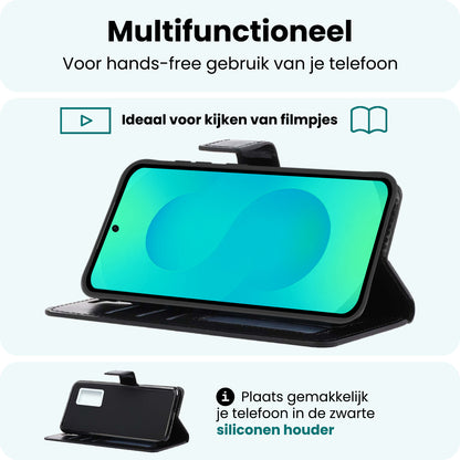Forterra Samsung S25 Edge Hoesje Bookcase Cover met Kaarthouder - Zwart