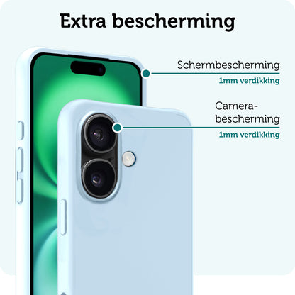 Forterra iPhone 16 Plus Hoesje Siliconen Backcover Lichtgewicht - Lichtblauw