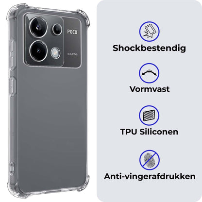 Forterra Xiaomi Poco X6 Hoesje Shockproof Backcover Siliconen - Transparant