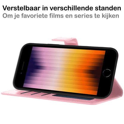 Forterra iPhone SE 2022 Hoesje Bookcase Cover met Kaarthouder - Lichtroze