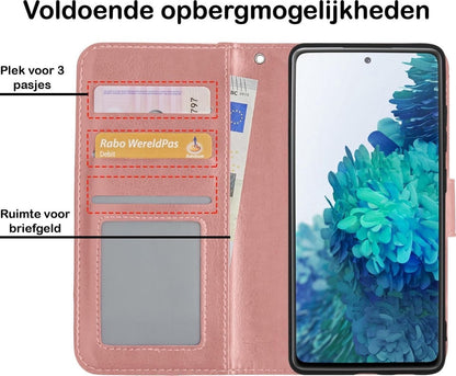 Forterra Samsung S20 FE Hoesje Bookcase Cover met Kaarthouder - Rosé goud
