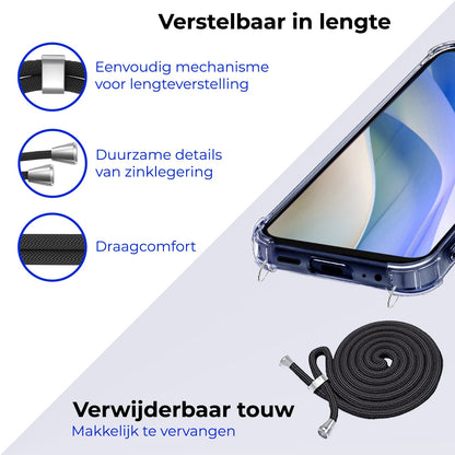 Forterra Samsung A15 Hoesje met Koord Backcover Shockproof - Transparant