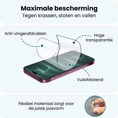 Forterra iPhone 18 Pro Screenprotector Flexibel Glas met Installatieframe