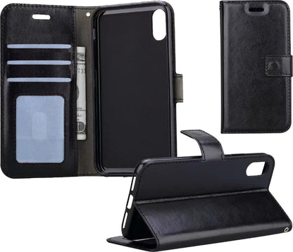 Forterra iPhone Xs Hoesje Bookcase Cover met Kaarthouder - Zwart