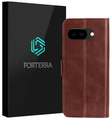 Forterra Google Pixel 9a Hoesje Bookcase Cover met Kaarthouder - Bruin