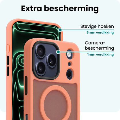 Forterra iPhone 17 Pro Hoesje Geschikt voor Magsafe Backcover Shockproof - Perzik