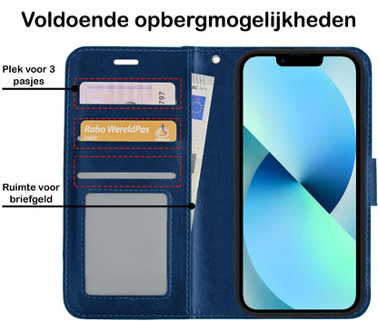 Forterra iPhone 14 Plus Hoesje Bookcase Cover met Kaarthouder - Donkerblauw