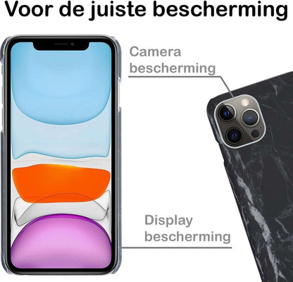 Forterra iPhone 11 Pro Max Hoesje Marmer Hard Case Cover - Zwart