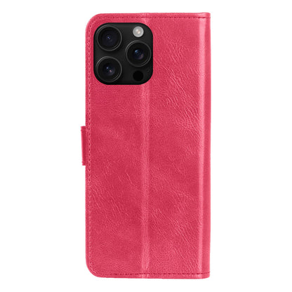 Forterra iPhone 16 Pro Hoesje Bookcase Cover met Kaarthouder - Donkerroze