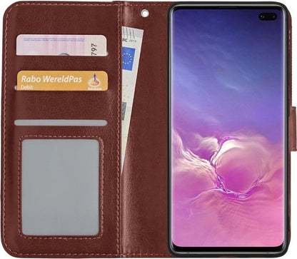 Forterra Samsung S10 Hoesje Bookcase Cover met Kaarthouder - Bruin