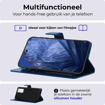 Forterra Google Pixel 8a Hoesje Bookcase Cover met Kaarthouder - Donkerblauw