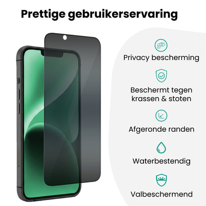 Forterra Privacy Screenprotector Geschikt voor Apple iPhone 14 - Met Installatie Kit - Privacy - Beschermglas - Flexibel Glas - Tempered Glass - Screen Protector