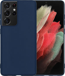 Forterra Samsung S21 Ultra Hoesje Siliconen Backcover Lichtgewicht - Donkerblauw