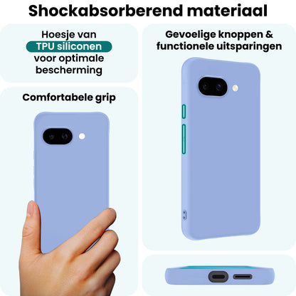 Forterra Google Pixel 9a Hoesje Siliconen Backcover Lichtgewicht - Lichtblauw