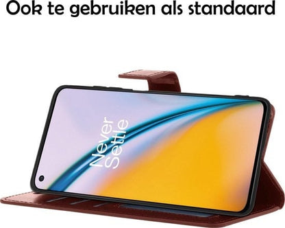 Forterra OnePlus Nord 2 Hoesje Bookcase Cover met Kaarthouder - Bruin