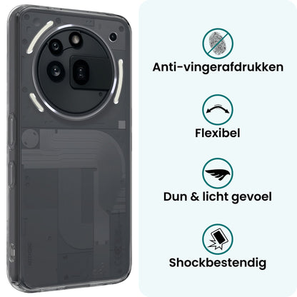 Forterra Nothing Phone 3a Pro Hoesje Siliconen Backcover Lichtgewicht - Transparant