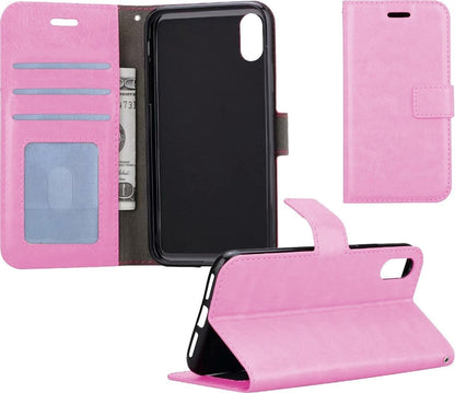 Forterra iPhone X Hoesje Bookcase Cover met Kaarthouder - Lichtroze